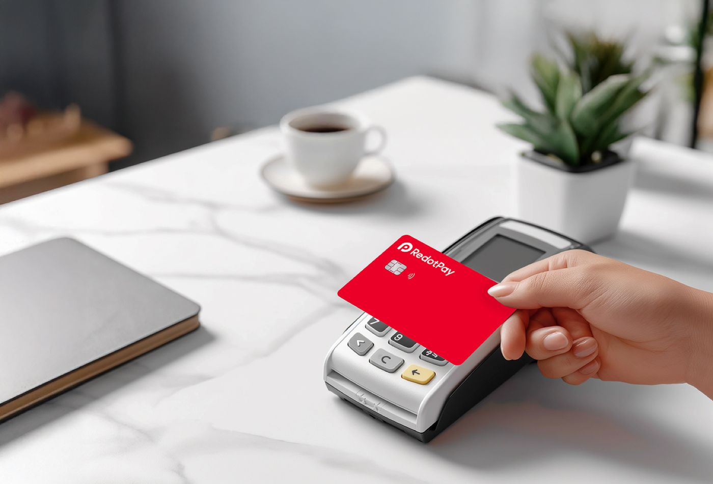RedotPay Kartenmotiv für Online-Zahlung und Antrag